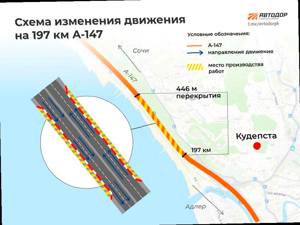 На трассе А-147 в Кудепсте изменится движение с 6 декабря