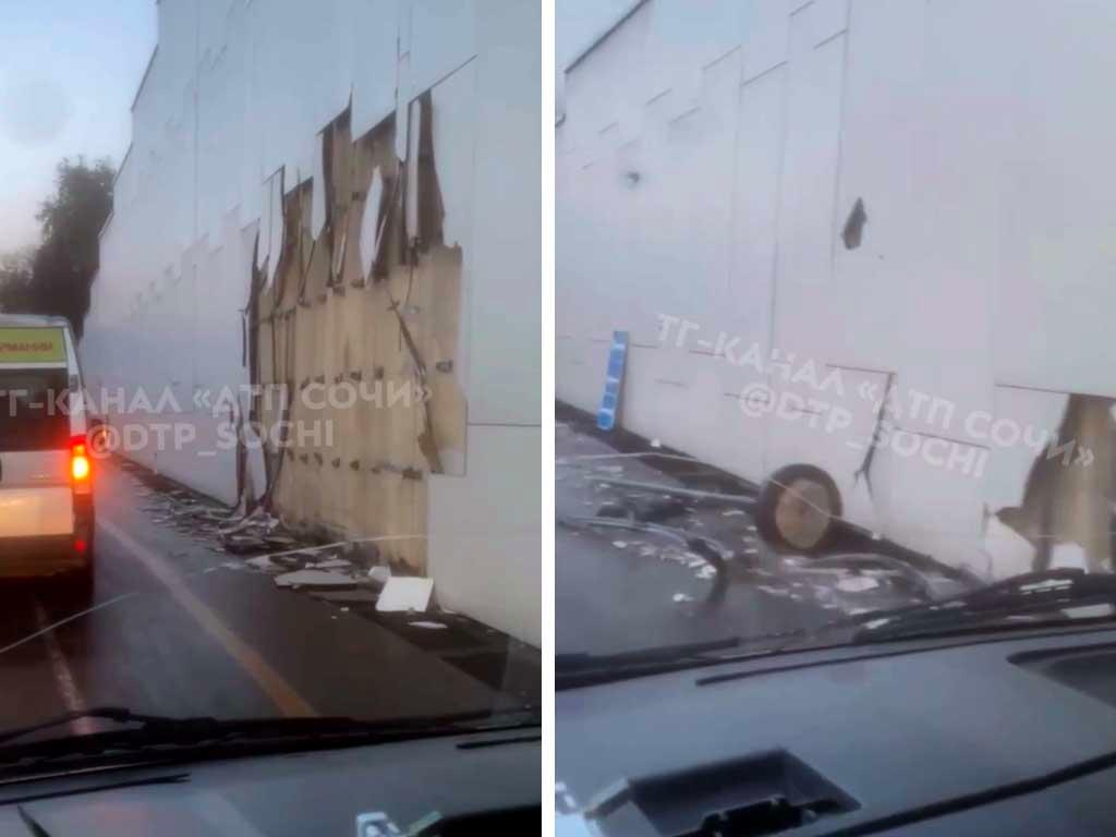 В Сочи «Газель» повредила подпорную стену