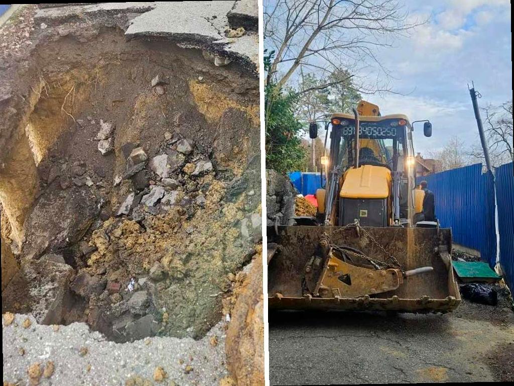 Дорога провалилась в Хостинском районе Сочи